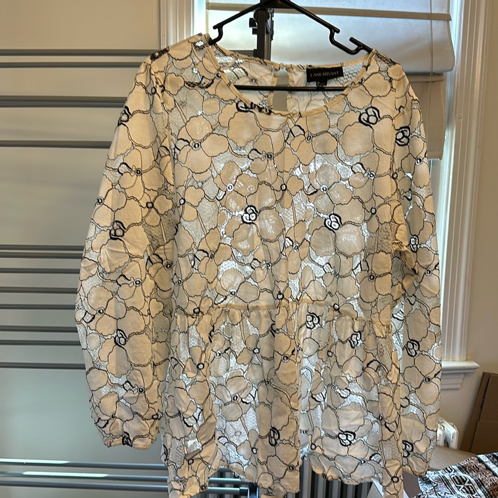 White with black accents blouse